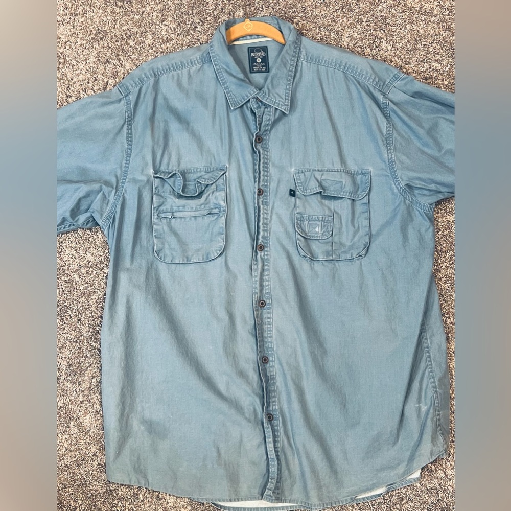 Men’s Redhead Button Down Work Shirt with Extra Pockets size XL Denim Blue